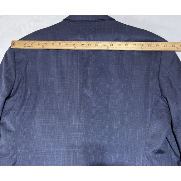 Peter Millar Suit Jacket Blazer Mens 46T Blue Plaid Two Button Double Vent - Picture 12 of 16